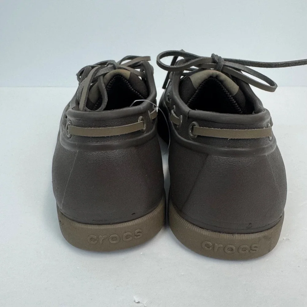 Crocs Mens LiteRide Boat Shoes Espresso Brown Khaki Water Friendly Loafers Sz 7
